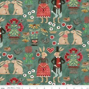 Last 28&quot;! Hop Hop Hooray C14270 Teal by Teresa Kogut for Riley Blake Designs