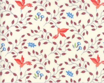Moda Bloomsbury 47512 Franny Jane green background blue salmon flora BTHY fabric Moda Bloomsbury 47512 Franny Jane green background blue salmon flora BTHY fabric
