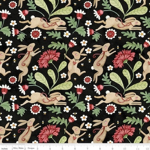 Hop Hop Hooray C14271 Black by Teresa Kogut for Riley Blake Designs - by the half-yard