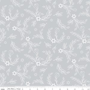 8 Nights 8 Lights C16421 Silver Leaves by Tara Reed for Riley Blake - by the half-yard