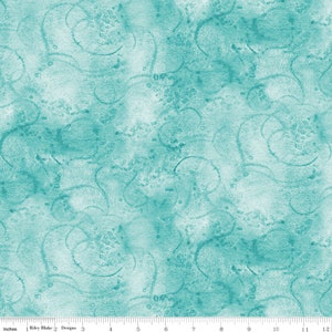 Last 31"! 108" Painters Swirl WB680 Aqua by J Wecker Frisch for Riley Blake Fabrics