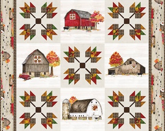 Fall Barn Quilts Quilt Kit KT-12200 by Tara Reed for Riley Blake - approximately 59" x 59" quilt top and binding