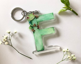 Letter F For Frog acrylic Keychain