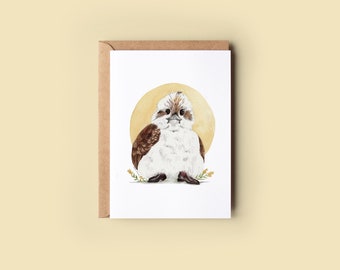 Baby Kookaburra Greeting Card, Native Australian Bird Gift, Made in Australia, Baby Animals, Cowboy Boots