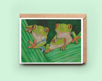Green Tree Frog Greeting Card, Native Australian Animals