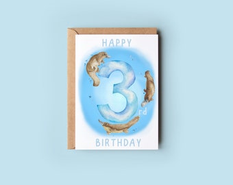 Buon terzo compleanno Ornitorinco, biglietto di auguri per bambini