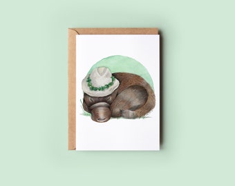 Baby Platypus Greeting Card, Native Australian Animal Gift, Made in Australia, Baby Animals, Cowboy Boots