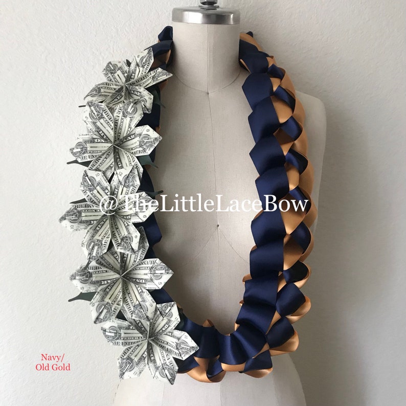 Graduation Money LeiSatin Ribbon w/ 5x Flower w/ leafs 15 Etsy