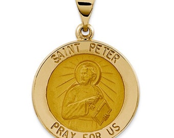 Colgante de Medalla de San Pedro Pulido y Satinado (JC-1169)