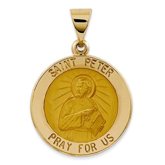 Anthony Medal Pendant 14k White Gold Polished and Satin St