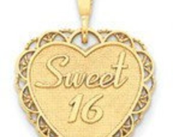 15 mm Jewels Obsession Sweet 16 Charm Pendant 14K Yellow Gold Sweet 16 Pendant