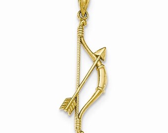 Polished Textured Bow & Arrow Pendant (JC-1073)