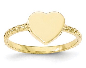 Polished Textured Heart Signet Ring (JC-1153)