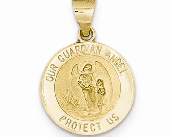 Gepolijst en Satijn onze Guardian Angel Medaille Hanger (JC-1078)