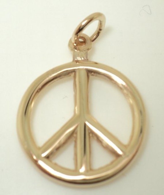 14K White Gold 3-D Peace Symbol Charm
