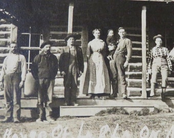 Scarce 1900's Pioneers At Boarding House Of La & La On Moyea River British Columbia Canada RPPC Real Photo Postcard