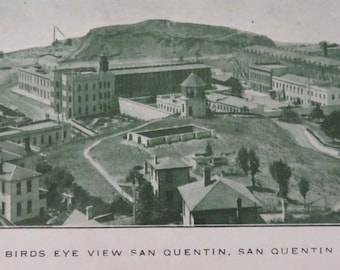 Vintage 1900's San Quentin Prison California Bird's Eye View Postcard