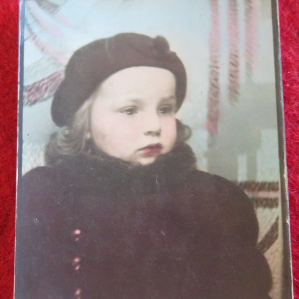 Such Concern - 1930's Hand Tinted Sweet Little Girl Photo Booth Photo/Photograph