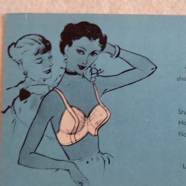 Vintage 1950's Famous Barr Company Lov - e Brassiere Bra Advertising Postcard - Genevieve Wilkinson