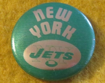 Vintage 1970's New York Jets NFL Football Pin Back Button