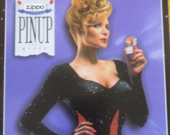 Vintage 1996 Sexy Pin Up Zippo Lighter Advertising Postcard