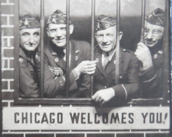 Chicago Welcome: WWI Doughboys at Riverview Park - Vintage Photograph
