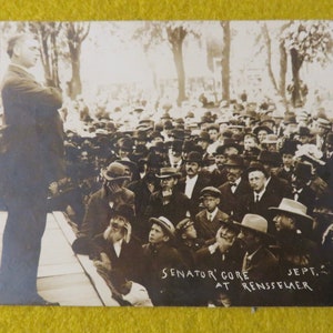 Original September 1908 Oklahoma Senator Thomas Pryor Gore Rensselaer Indiana RPPC Real Photo Postcard - The Blind Statesman