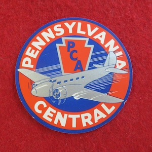 Original 1950's Pennsylvania Central Air Lines Advertising Baggage Label - PCA