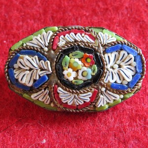 Very Old 1900's Micro Mosaic Floral Hand Made Brooch Pin