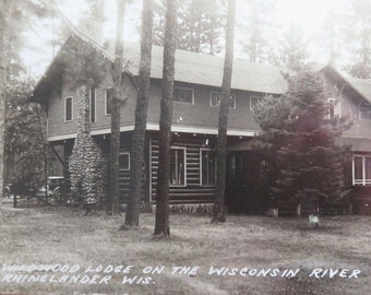 Original 1940's Wildwood Lodge Rhinelander Wisconsin RPPC Real Photo Postcard