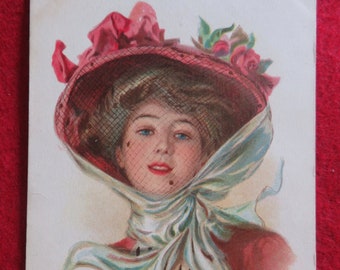 Vintage 1910 F Earl Christy Pretty Woman Pin Up Girl Postcard