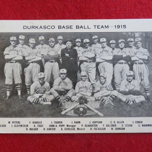 1915 Durkasco Baseball Team Advertising Picture Postcard - Lincoln Park Illinois