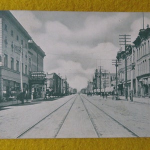 Original 1908 Michigan Street South Bend Indiana Black & White Photo Postcard
