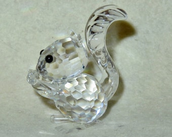 Vintage 1970's Swarovski Crystal Squirrel Eating A Nut Figurine