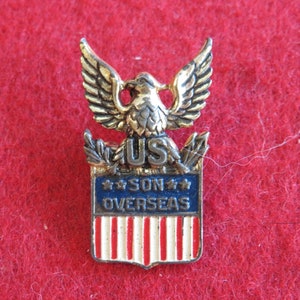 Patriotic 1960&#39;s Vietnam Era US Army Son Overseas Mothers Sterling Silver Pin