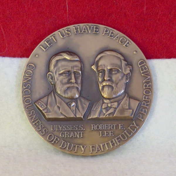 Original 1965 General Ulysses S Grant Robert E Lee Civil War Centennial Commission Commemorative Bronze Medal Paper Weight - Medallic Art Co