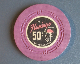 Original 1960&#39;s Flamingo Hotel Las Vegas 50 Cent Casino Chip Token - Old Las Vegas Strip - 7th Issue