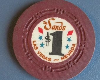 Original 1950&#39;s Sands Casino Las Vegas One Dollar Casino Chip Token - Old Las Vegas Strip - 8th Issue