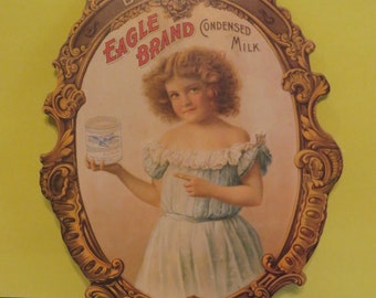 Early 1900's Borden's Eagle Brand Condensed Milk Die Cut Advertising Hanging Card