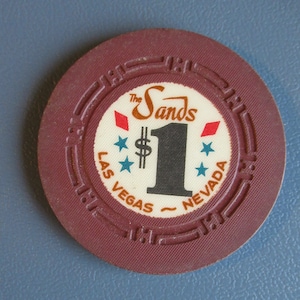 Original 1950&#39;s Sands Casino Las Vegas One Dollar Casino Chip Token - Old Las Vegas Strip - 8th Issue