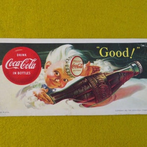Vintage 1953 Drink Coca Cola In Bottles Good With Sprite Boy Advertising Ink Blotter