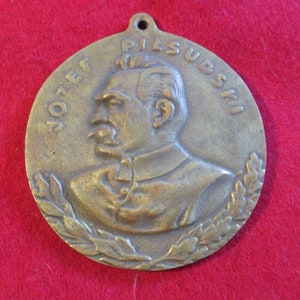 Original 1920&#39;s Josef Pilsudski Poland Polish Brass Commemorative Medal