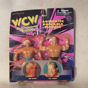 Vintage 1998 WCW Professional Wrestling Ric Flair & Lex Luger Action Figures In Original Packaging