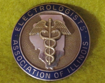 Vintage 1960's Electrologists Association Of Illinois 10 Karat Gold Filled Fraternal Pin