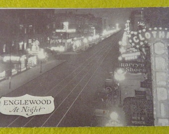 Vintage 1900s Englewood Chicago Halsted Street Sepia Postcard