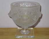 Vintage 1980 39 s Lalique Elizabeth Crystal Vase Birds In Flight Frosted Bowl - Made In France