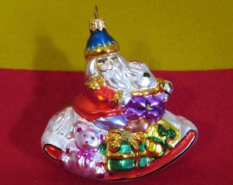 Original Christopher Radko Santa Claus Kris Kringle On Rocking Horse Christmas Tree Ornament