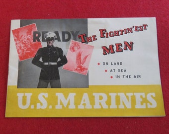 Patriotic 1942 World War II USMC United States Marine Corp Recruitment Brochure