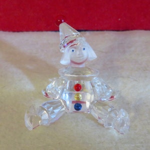 Vintage 1980&#39;s Swarovski Fine Crystal Sitting Clown Figurine