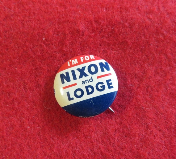 Vintage 1960 Richard Nixon & Lodge Campaign Pin Ba